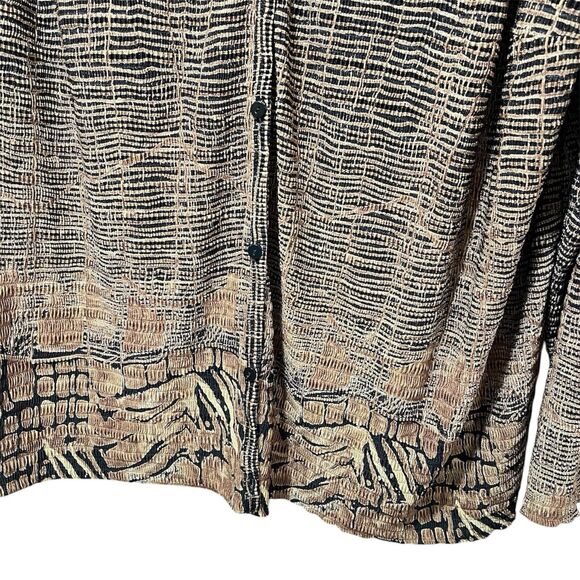 Pleat Pleat by Rafael Women's Long Sleeve Button Top Animal Print Plus Size 3X - Picture 4 of 7